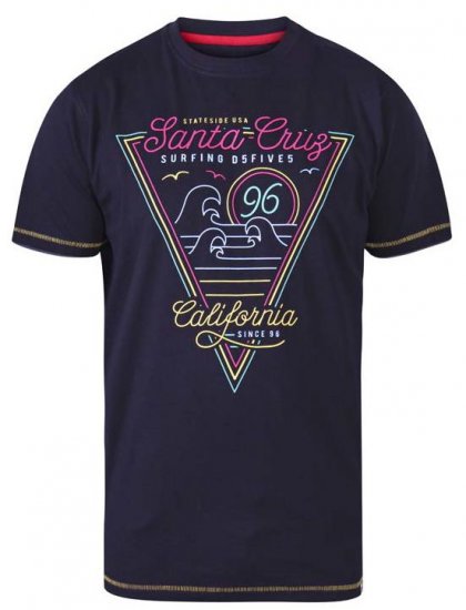 D555 Valley Santa Cruz Crew Neck Printed T-Shirt Black - Trička - Trička nadměrné velikosti - 2XL-14XL