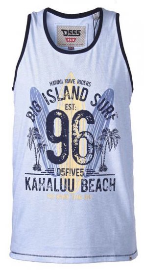 D555 Wirral Hawaii Surf Board Printed Vest Sky Blue - Trička - Trička nadměrné velikosti - 2XL-14XL