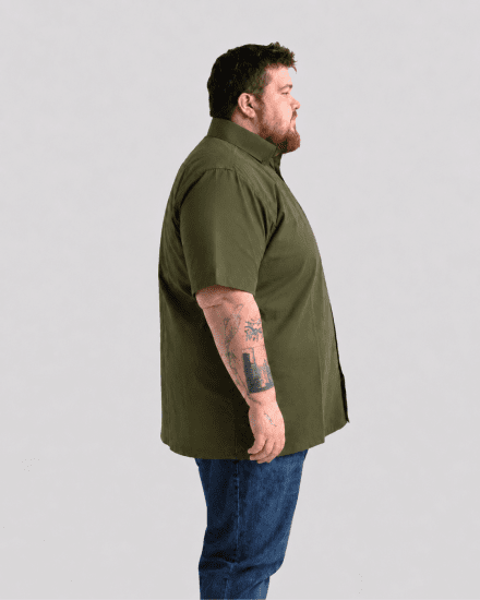 Motley Denim Zagreb Košile s krátkým rukávem Tmavé khaki - Košile - Košile 2XL-10XL